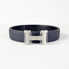 Hermes Reversible Leather Belt with H Buckle 32mm Black Navy 90 Silver Matte 156334640 [P]