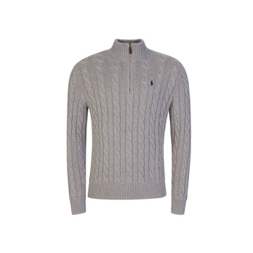 POLO RALPH LAUREN 25SS 馬刺繍 ケーブル 半ジップ ニット グレー 710810841 002 151499996