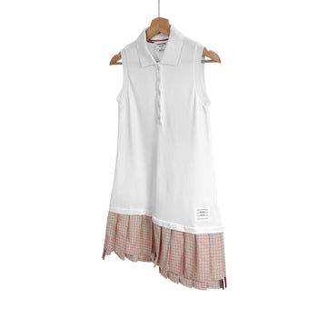 THOM BROWNE Damen Polo Mini Falten-Layered Ärmelloses Kleid Weiß 42 158732004 [P]