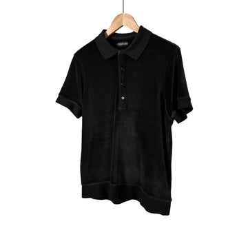 Tom Ford Men's Velvet Polo Collar Short Sleeve T-Shirt Black 52 156825924