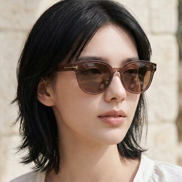 TOM FORD Sonnenbrille TF1137K 48E Luxus Runde Transparente Hornfassung Asiatische Passform 112426924 [P]