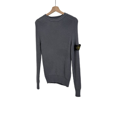 STONE ISLAND Wappen Patch Rippstrick Rundhals Longsleeve T-Shirt Grau 159082062 [P]