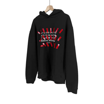 MAISON MARGIELA メゾン マルジェラ メンズ テーピング ナンバー ロゴ オーバーサイズ フード Tシャツ ブラック 157832586