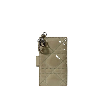 Dior Lady Cannage Patent Accordion 5-Pocket Card Wallet Sand Beige 157403467