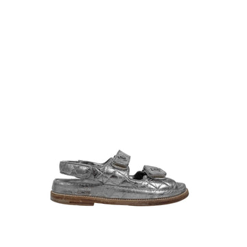 CHANEL Damen CC-Logo Velcro-Mules Sandalen Vintage Silber G31848 158520211 [P]