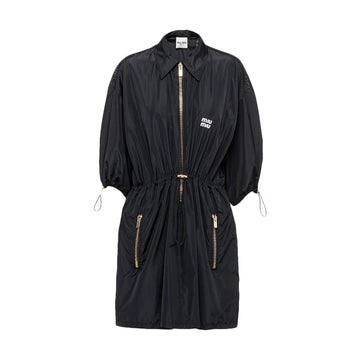 Miu Miu Technical Silk Mini Dress Black 150067896