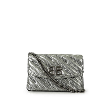 BALENCIAGA Kettenbörse WOC Schulter-Crossbody Tasche Silber 561507 160158648 [P]