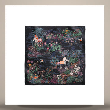 Dior Charming Garden 90 Square Scarf Deep Blue Multi Color Silk Twill 158482622 [P]