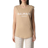 Balmain Gold Button Logo Print Cotton Top XF1EB005 BB02 45117564 [P]