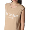 Balmain Gold Button Logo Print Cotton Top XF1EB005 BB02 45117564 [P]