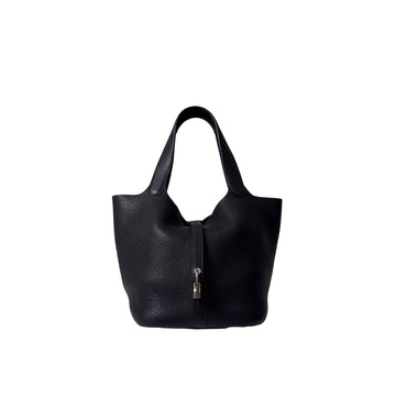 Hermes Picotin Lock 22 Clemence Tote Bag in Raisin with Silver Hardware 160755397 [P]